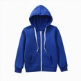 thumbnail image 3 of KPOPLK Boys Jacket- Soft Woven Zip Up Hooded Shirt Kids Long Sleeve Solid Sweatshirts for Boys Dark Blue Size 4-5 Years, 3 of 5
