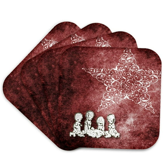 3drose, Christmas Star over Nativity, Set of 4 Coasters - Soft