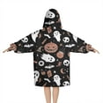 thumbnail image 2 of Spooky Halloween Icons Pattern Blanket Hoodies for Kids 6-13YR Oversize Wearable Blanket Hoodies for Boys Girls Teens, 2 of 7