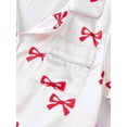 thumbnail image 5 of LMLYSoH Mommy and Me Matching Pajamas Bow Print Button Down Short Sleeve Lapel Tops Shorts Family Satin Sleepwear, 5 of 9