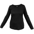 thumbnail image 5 of COUVER Women's Cotton Crew Neck Long Sleeve Shirt, 1PC, Black, Medium, 5 of 6