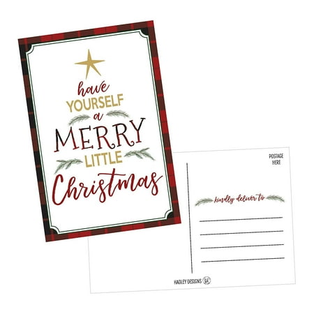 50 Tree Holiday Greeting Cards, Cute & Fancy Blank Winter Christmas Postcard Set, Bulk Pack of Premium Seasons Greetings Note, Happy New Years Cards for Kids, Business Office or Church Thank You