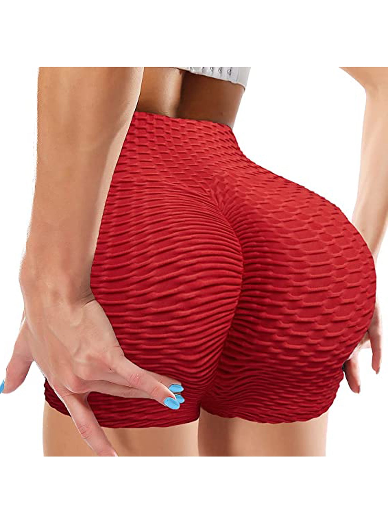 DODOING Women Yoga Shorts Ruched Booty High Waisted Gym Workout Shorts Butt Lifting Yoga Pants Shorts