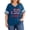 Navy, variant on Women's July 4th Plus Size Short Sleeve T-Shirt Double Crew Neck Independence Day Casual Loose Fit Varsity Stripe Tee XXXXL