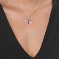thumbnail image 3 of Gem Stone King 925 Sterling Silver Pink Tourmaline and White Moissanite 3-Stone Pendant Necklace for Women (0.79 Cttw, Gemstone October Birthstone, Heart Shape 4MM, with 18 inch Silver Chain), 3 of 3