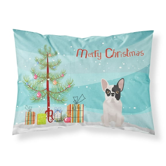 Black and White French Bulldog Christmas Tree Fabric Standard Pillowcase
