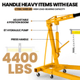 thumbnail image 4 of 4400LBS Cherry Picker Shop Crane, 2T Heavy Duty Cherry Picker, Compact, with 6 Casters, Hoist Lift, Industrial, Shop, Outdoor (Yellow), 4 of 8