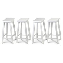 PJ Wood Classic Saddle-Seat 24In Kitchen Counter Stools, White (4 Pack)