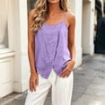 thumbnail image 4 of HappyYEE Plus Size Camisole Tops for Women Spaghetti Strap Sleeveless Cami Tops with Button Decor Loose Fashion Summer Versatile Tank Purples S, 4 of 7