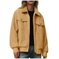 thumbnail image 2 of Cutuoiiu Women's Long Sleeve Fuzzy Lined Lapel Zip up Loose Thicken Outerwear Jackets Gifts, 2 of 9