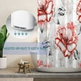 thumbnail image 3 of Long 72"x84" Red Flowers and Grey Leaves Shower Curtain Set with Hooks,Watercolor Rose Floral Bathroom Curtain,Waterproof Washable Fabric for Bathroom Decor, 3 of 6