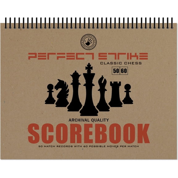 Perfect Strike Chess SCOREBOOK with Rules and Scoring Instructions. Heavy Duty. Practice and Competition. (8.5" x 11") TS-50:60 (1 Book)