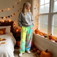thumbnail image 4 of IYYVV Flannel Halloween Pajama Pants for Women Pumpkin Ghost Print Pjs Pants Fall Winter Soft Loungewear Bottoms Ginger L, 4 of 6