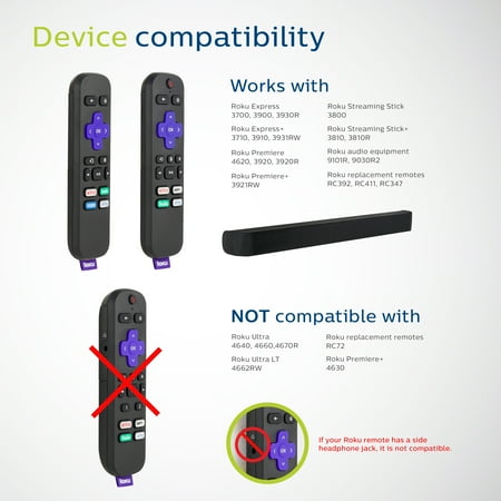 Philips - 4 Device Universal Remote Control Roku - Black