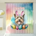 thumbnail image 3 of Happy Easter Yorkshire Terrier with Bunny Ear Headband and Flowers Shower Curtain Yorkie Dog Lover Gifts Waterproof Bathroom Bathtub Curtain - 13001, 3 of 5