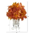 thumbnail image 2 of Nearly Natural 20" Autumn Maple Leaf Artificial Plant in Metal Planter in Orange, 2 of 3