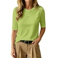 thumbnail image 4 of RMGVDSD Womens Half Sleeve Tops Casual Crewneck T Shirt Elbow Length Basic Tees Trendy Summer T-Shirts Solid Color Versatile Tshirts, 4 of 5