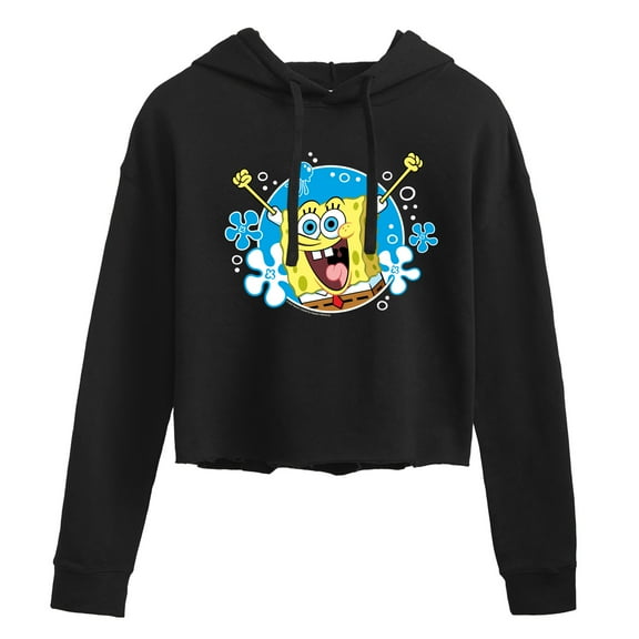 SpongeBob SquarePants - Yay Spongebob Pose - Juniors Cropped Pullover Hoodie