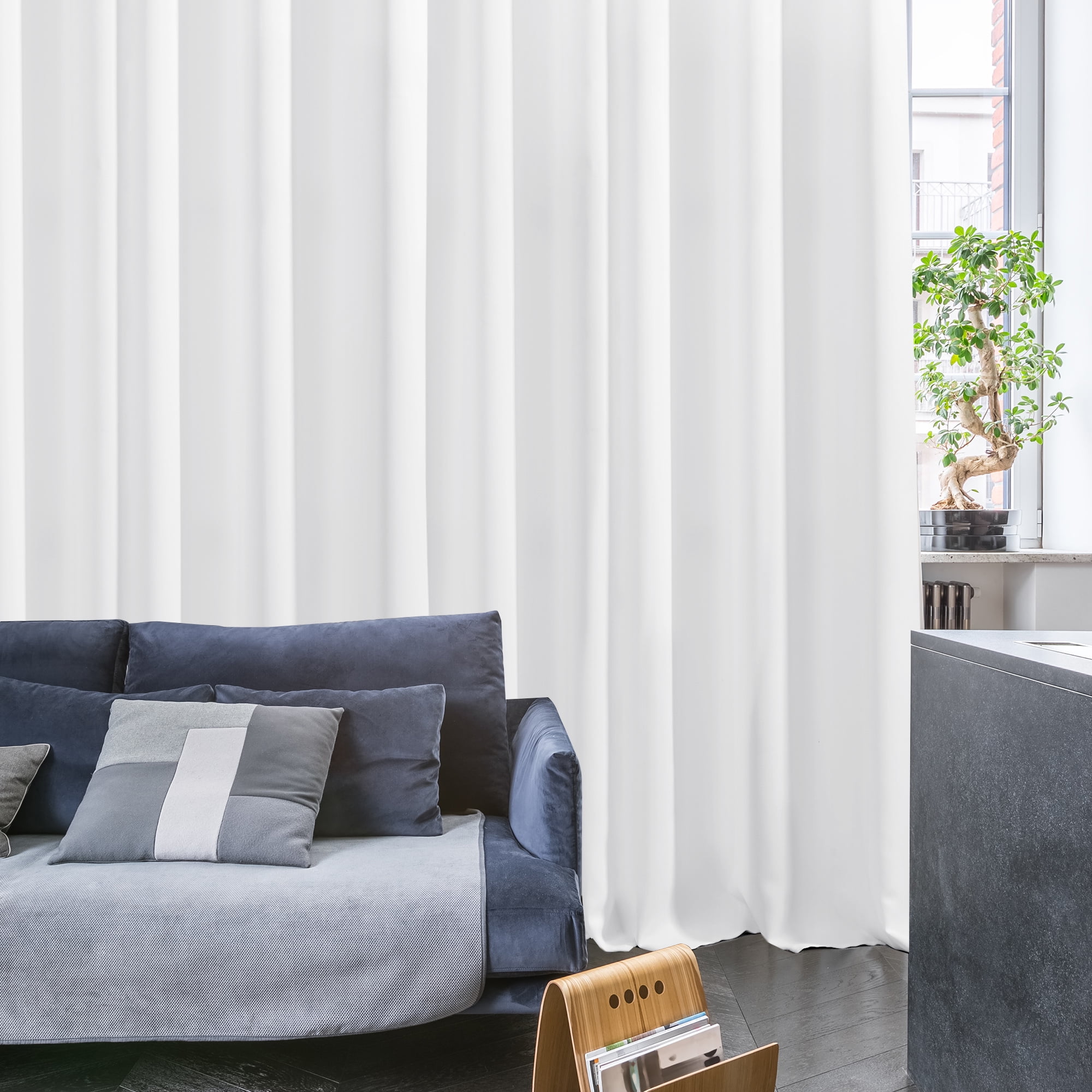 ZOPZO Blackout Curtains for Small Windows, Pure White, 42W x 95L Inch, Sun Light Reducing Curtain Drapes for Home Office, 2 Panels