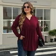thumbnail image 5 of LANREMON Women's Plus Size Henley Shirts V Neck Button Tunic Tops Casual Long Sleeve Swing Flowy Blouse, 5 of 6