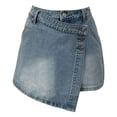 thumbnail image 5 of JTieacloth Stylish Casual Denim Mini Skirt With Asymmetric Hem For A Slimming And,Women's Skirts(Blue), 5 of 6