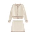 thumbnail image 4 of Conjunto de dos piezas de falda y suéter Sandros para mujer, nuevo estilo coreano Y2K, cárdigan de punto blanco roto para primavera y otoño, 4 of 5
