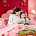 thumbnail image 5 of meiyoeat Kawaii Strawberry Daisy 7-Piece Twin Bedding,Sweet Fruit Initial P Letter Bedding Comforter Set For Girl,Pink Reversible, 5 of 7