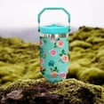 thumbnail image 3 of 30 oz Tumbler with Handle Flip Straw Leak Proof - Blue Flowers Cup 30oz Tumbler Travel Coffee Mug with Handle - Birthday Gifts for Women Blue Floral Lovers 30 Ounce Stainless Steel Cup, 3 of 4