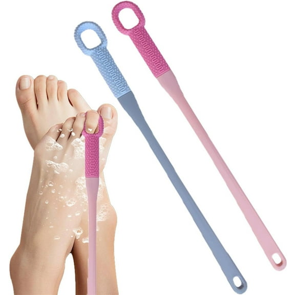 Toe Gap Cleaning Brush,Happon Silicone Foot Scrubber for Shower with 15.7" Long Handle,Soft Cleaning Bath Brush for Seniors, Men and Women