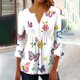 thumbnail image 1 of ICHUANYI Liquidación Mujer Cuello en V Casual Manga 3/4 Floral Impreso Túnica Camisas Verano Camisas Básicas Blusa Plisada ICHUANYI WER202308230618, 1 of 5