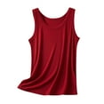 thumbnail image 2 of QUINDOS Womens Tank Tops Summer Gym Wine Solid Color Loose Sleeveless Round Neck T-shirt Home Tops Thin Bottoming Shirt Camisoles for Women Plus Size, 2 of 5