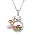 thumbnail image 2 of Disney Minnie Mouse Multicolor Mickey Mouse Confetti Two Tone Shaker Pendant Necklace, Silver Plated, 16+2" Extender, 2 of 2