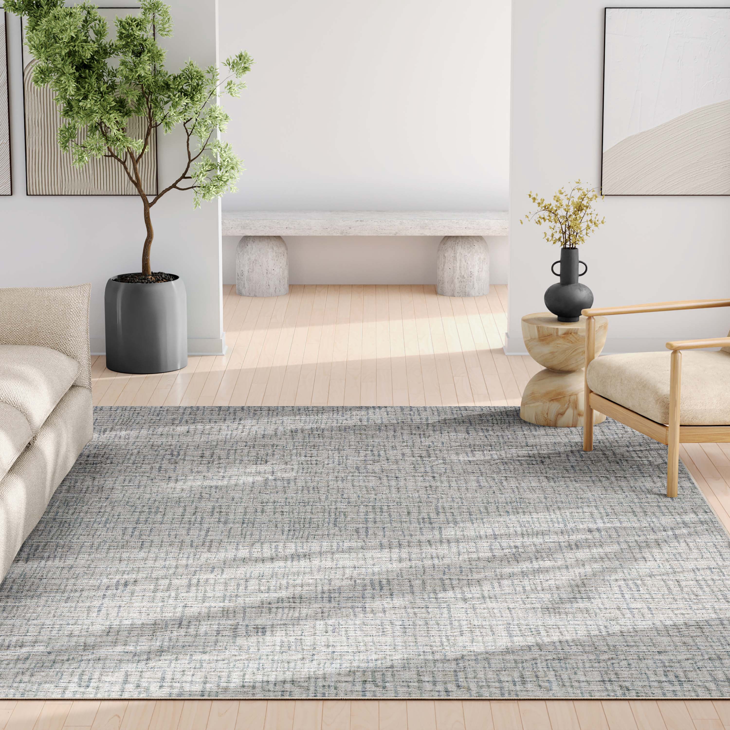 Well Woven Abstract Bali Modern Retro Plaid Flat-Weave Beige 7'7" x 9'10" Area Rug