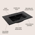 thumbnail image 5 of JONATHAN Y Ancillary 3-Hole 30 in. W x 18.25 in. D Classic Contemporary Rectangular Ceramic Single Sink Basin Vanity Top, Black Marble Effect, 5 of 8