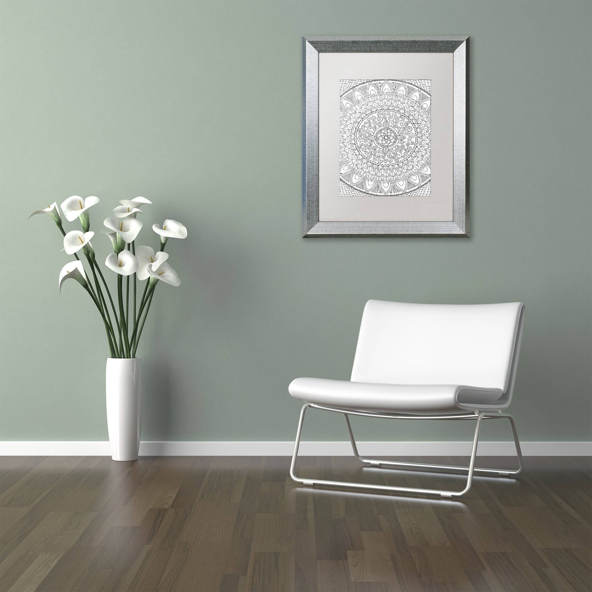 Trademark Fine Art "Petals Mandala" Canvas Art by Hello Angel, White Matte, Silver Frame