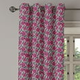 thumbnail image 2 of Ambesonne Luau Grommet Curtain, Pink Hibiscus Modern Leaf, 50" x 120", Pink Black and White, 2 of 6