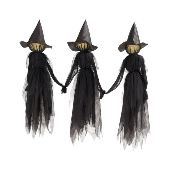 Diceymbol Glowing Trio Witches Yard Decor 59" Tall Color-Changing LED Halloween Decorations with Poles for Spooky Outdoor Displays