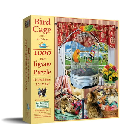 SUNSOUT INC - Bird Cage pc - 1000 pc Jigsaw Puzzle by Artist: Lori Schory - Finished Size 20" x 27" - MPN# 35072