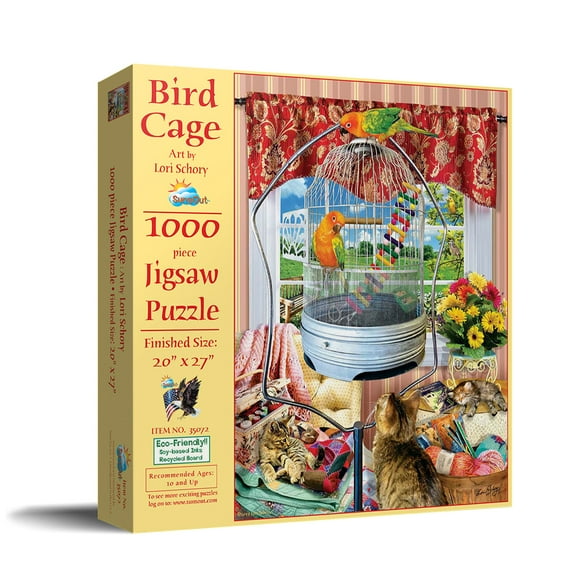 SUNSOUT INC - Bird Cage pc - 1000 pc Jigsaw Puzzle by Artist: Lori Schory - Finished Size 20" x 27" - MPN# 35072