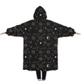 thumbnail image 2 of Oversized Wearable Blanket Hoodie,Black Gold Zodiac Sun Moon Pattern Sherpa Blanket Hoodie with Super Pockets,Super Warm Fuzzy Pullover for Women & Men, 2 of 6