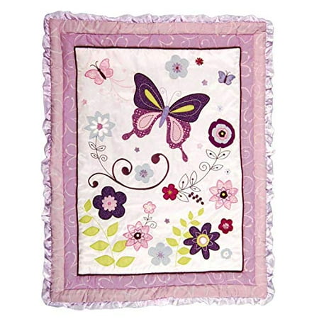Lambs Ivy Butterfly Lane Purple White 5piece Baby Crib Bedding
