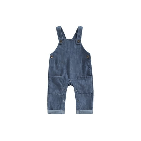 

Diconna Baby Toddler Girls Boys Corduroy Plain Pocket Suspender Pants Bib Overalls Jumpsuit Blue 4-5 Years