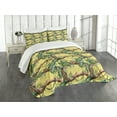 thumbnail image 3 of Ambesonne Watercolor Quilted Bedspread Set 3 Pcs, Leopards in Jungle, Queen Size, Yellow Green Pale Yellow, 3 of 5