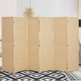 thumbnail image 5 of Jostyle Room Divider Privacy Screen with Natural Bamboo, 6 Panel Folding Privacy Screens, Freestanding Wall Divider-Beige, 5 of 12