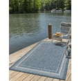 thumbnail image 4 of Unique Loom Outdoor Border Collection Area Rug - Soft Border (7' 1" x 10' Rectangle Blue/Ivory), 4 of 7