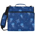 thumbnail image 2 of Zipper Binder with Shoulder Strap 2 inch 3 Ring Waterproof File Folder Organizer Bag 500 Sheet Jellyfish and Starfish Pattern, 2 of 8