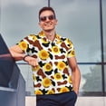 thumbnail image 4 of Fotbe Sunflower Cow Pattern Men’s Golf Polo Shirt – Breathable Performance Golf Shirt with Button-Down Collar-X-Large, 4 of 6