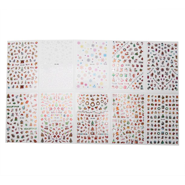 10Pcs Etiqueta Engomada del Arte del Clavo de la Navidad U?as Autoadhesivas de Moda DIY Calcomanía Herramienta de Manicura Calcomanías de U?as Pegatinas Suministros de Arte de Manicura Unbranded 1414200076611