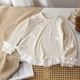 thumbnail image 5 of Zpanxa Girls Hoodies Girls Bow Decorated Crewneck Sweatshirt with Lace Hem Long Sleeve Pullover Casual Cute School Top, 5 of 9