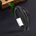 thumbnail image 3 of Tejida Del Brazalete de de Los Hombres de Cuero pteado negro Sunnimix Pulseras anchas de puño, 3 of 8